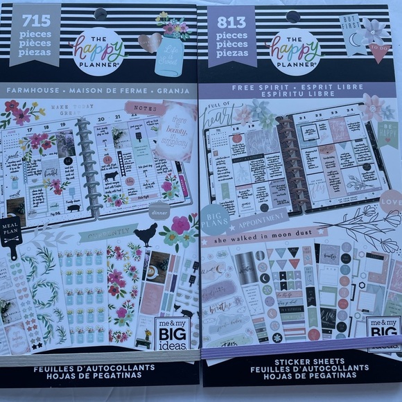 2 Books Happy Planner Stickers  FARMHOUSE 715 Pieces FREE SPIRIT 813 Piec… - Picture 3 of 6